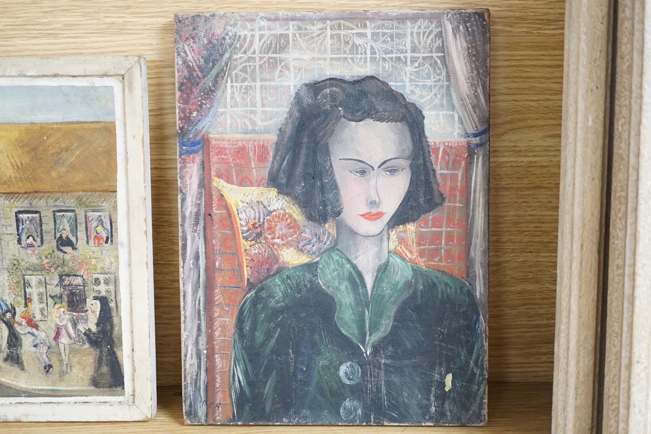 Pinder, oil on canvas, Portrait of a young woman, signed, 30 x 23cm, unframed
